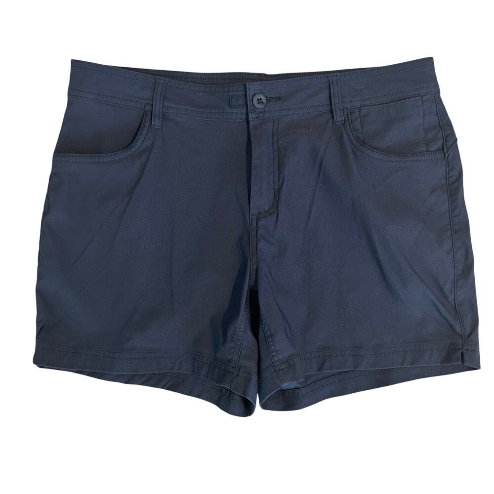 Prana women's navy Halle II mid rise short hiking outdoor size 12 X 5" inseam